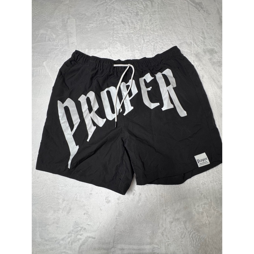 Manfinity Proper Shorts Mens XL Black Graphic Print Athletic Streetwear Gym